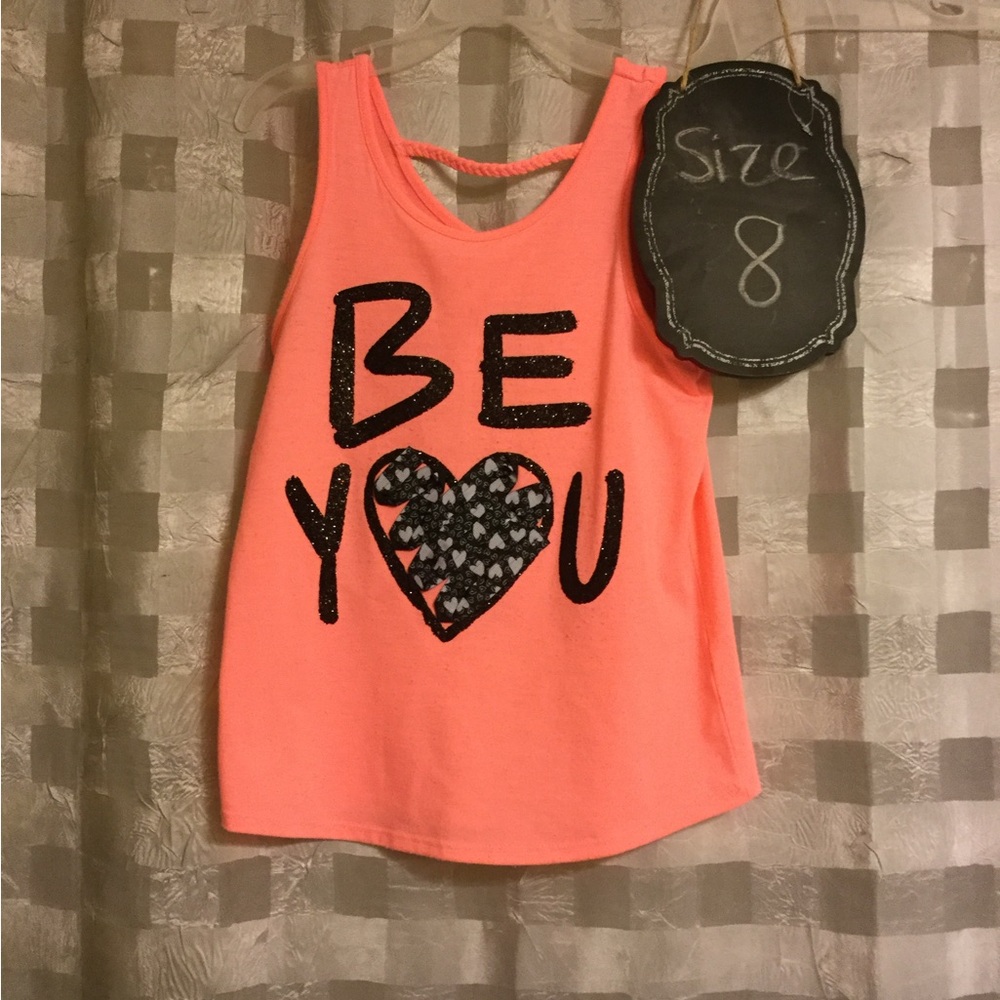 Justice Pink 'Be You' Heart Tank Top